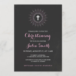 Chalkboard Christening / Baptism Invitación - Rosa