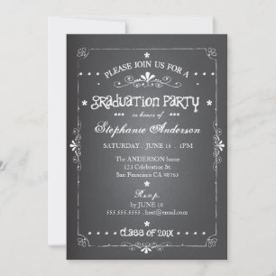 Chalkboard con invitación a la fiesta de graduació