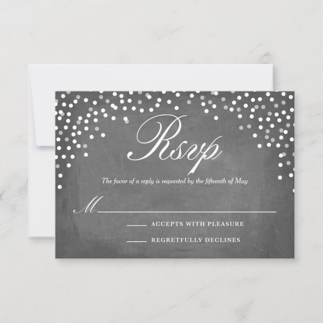 Chalkboard Confetti Dots RSVP (Anverso)