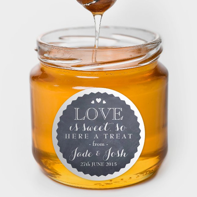 Chalkboard Corazones Boda Favor Jar Pegatina redon (Subido por el creador)