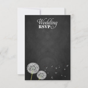 Chalkboard Dandelion Vintage Wedding Tarjetas RSVP