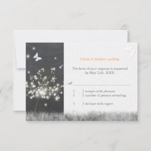 Chalkboard Dandelion Wedon Tarjeta RSVP
