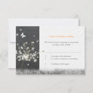 Chalkboard Dandelion Wedon Tarjeta RSVP