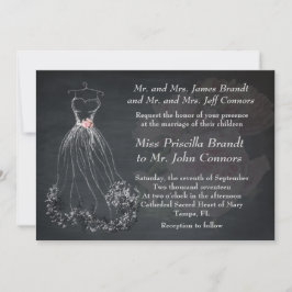 Chalkboard de invitación a la boda, vestido estili