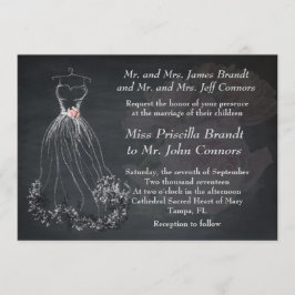Chalkboard de invitación a la boda, vestido estili