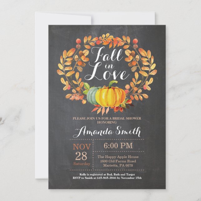 Chalkboard de tarjeta de invitación para ducha nup (Anverso)