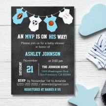 Chalkboard Deportes Tema Bebé Invitaciones a la du