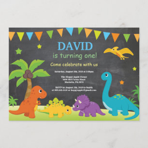 Chalkboard Dinosaur Invitación de cumpleaños Fiest