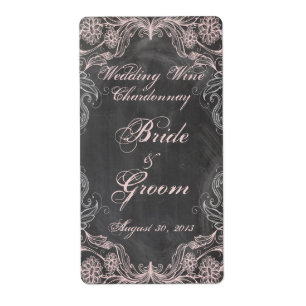 Chalkboard Etiqueta de Boda de flores rosadas de a