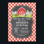 Chalkboard Farm Birthday Invitación a Barnyard Fie<br><div class="desc">Invitación de cumpleaños de la granja Chalkboard. Barnyard de campo para animales. Pollo de cerdo de vaca de grano. Boda o Chica. .1 Primer cumpleaños. Fondo del tablero. 1.ª 2ª 3ª 4ª 6ª 7ª Octava Novena 10ª 11ª 12ª 13ª 14ª, Cualquier Edad. Fondo marcado rojo y blanco. Digital Imprimible. Para...</div>