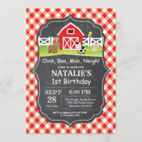 Chalkboard Farm Birthday Invitación a Barnyard Fie