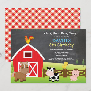 Chalkboard Farm Birthday Invitación a Barnyard Fie