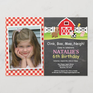 Chalkboard Farm Birthday Invitación a Barnyard Fie