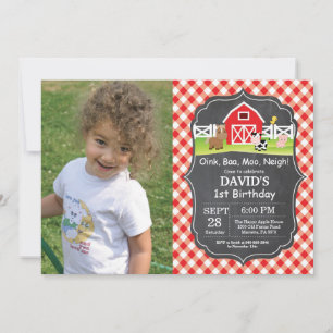 Chalkboard Farm Birthday Invitación a Barnyard Fie