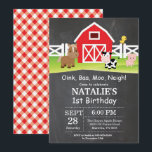 Chalkboard Farm Birthday Invitación a Barnyard Fie<br><div class="desc">Invitación de cumpleaños de la granja Chalkboard con foto del personalizado. Barnyard de campo para animales. Pollo de cerdo de vaca de grano. Boda o Chica. .1 Primer cumpleaños. Fondo del tablero. 1.ª 2ª 3ª 4ª 6ª 7ª Octava Novena 10ª 11ª 12ª 13ª 14ª, Cualquier Edad. Fondo marcado rojo y...</div>