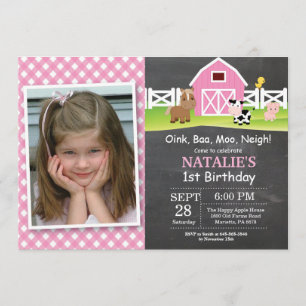 Chalkboard Farm Birthday Invitación a Barnyard Fie