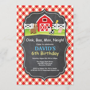 Chalkboard Farm Birthday Invitación a Barnyard Fie