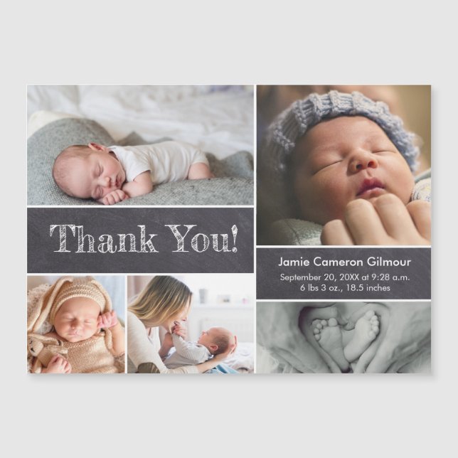 Chalkboard Fotos modernas Baby Shower Gracias (Anverso)