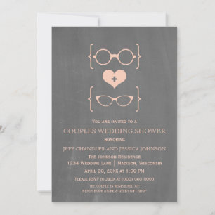 Chalkboard Gafas Geeky Parejas Ducha Invitación