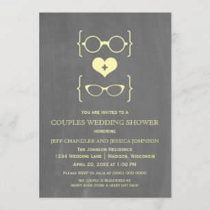 Chalkboard Gafas Geeky Parejas Ducha Invitación
