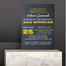 Chalkboard Gold Bar Mitzvah Invitación Sin logotip