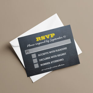 Chalkboard Gold Bar Mitzvah RSVP Card con Entree