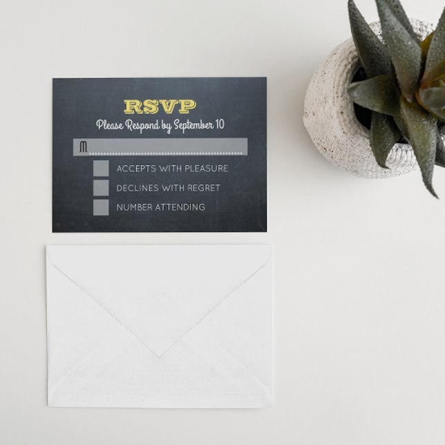 Chalkboard Golden Bar Mitzvah RSVP Card (Subido por el creador)