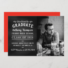 Chalkboard Graduate Fiesta Invitación a la foto
