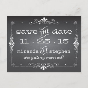 Chalkboard Guardar la tarjeta postal del Boda de f