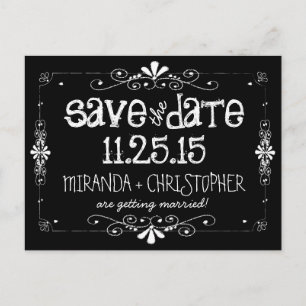 Chalkboard Guardar la tarjeta postal del Boda de f