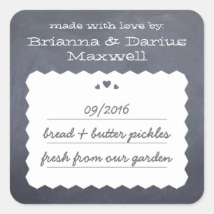 Chalkboard Hearts Food Gift Label Pegatina cuadrad