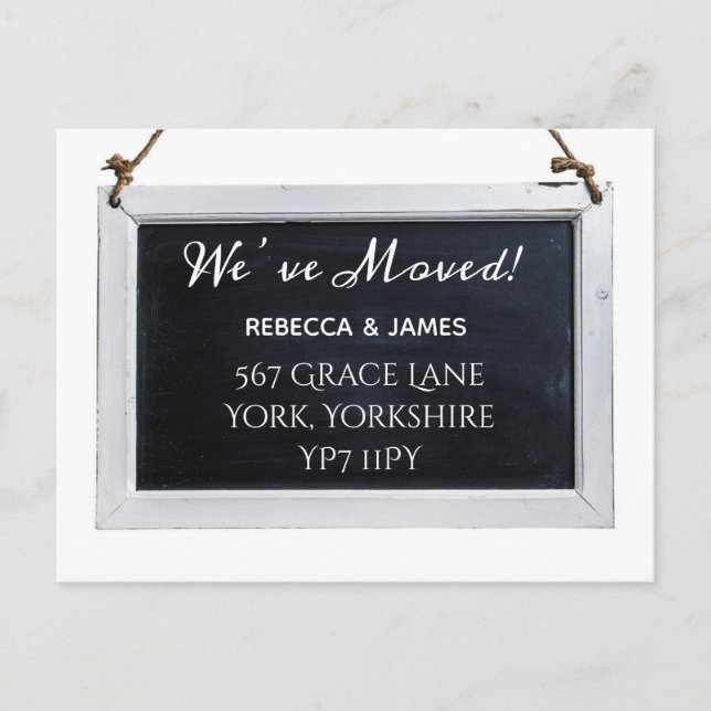 Chalkboard Hemos movido la postal de la Invitación (Anverso)