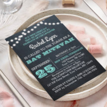 Chalkboard Ilumina Invitación Verde azulada Bat Mi