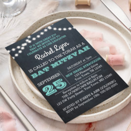 Chalkboard Ilumina Invitación Verde azulada Bat Mi