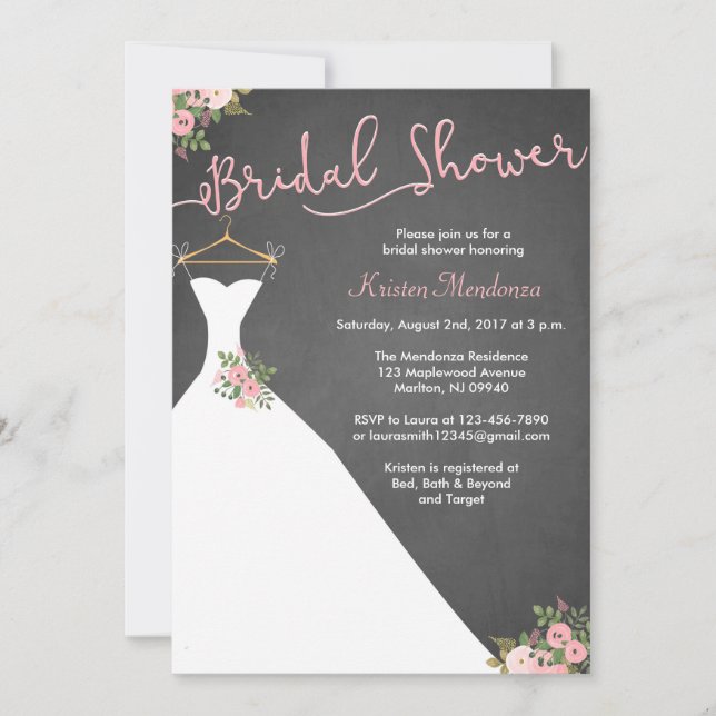 Chalkboard Invitaciones a ducha de novias con vest (Anverso)
