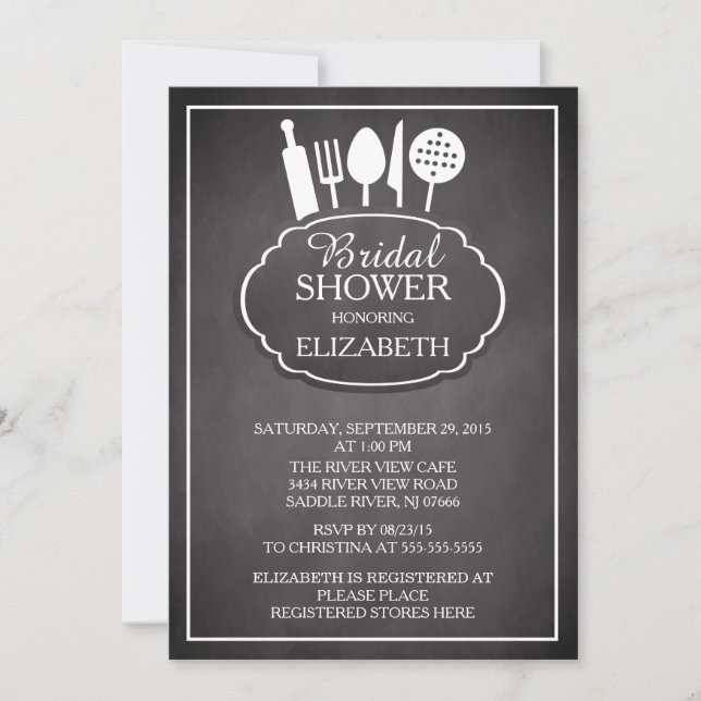 Chalkboard Kitchen Bridal Shower Invitación (Anverso)