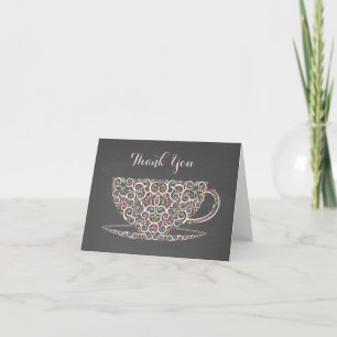 Chalkboard Lacy Teacup Tea Tarjeta de nota de agra