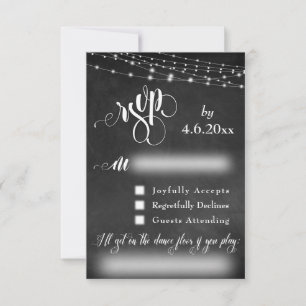 Chalkboard, Lights & Script RSVP con solicitud de