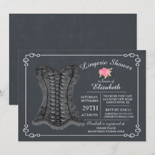 Chalkboard Lingerie Bridal Shower Invitación