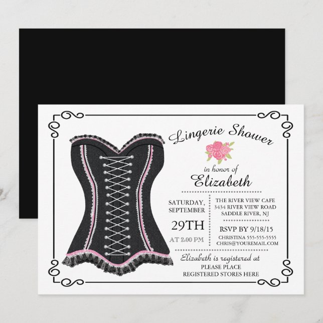 Chalkboard Lingerie Bridal Shower Invitación (Anverso / Reverso)
