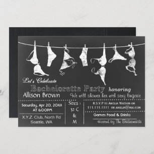 Chalkboard Lingerie Shower Bachelorette Invitación