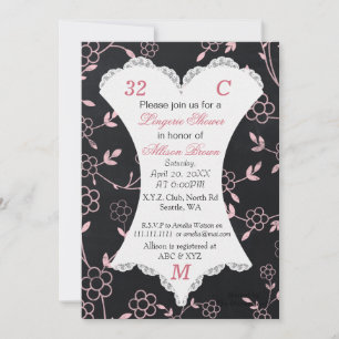 Chalkboard Lingerie Shower Bachelorette Invitación