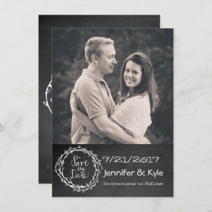 Chalkboard Look Wedding Save the Date Invitación