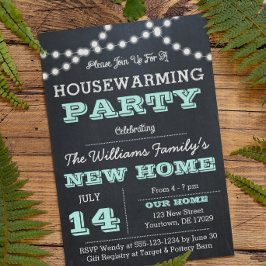 Chalkboard Luces Aqua Invitaciones para Calentamie