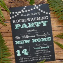 Chalkboard Luces Aqua Invitaciones para Calentamie