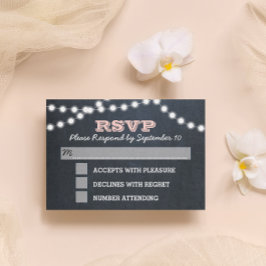 Chalkboard Luces Bat rosa Mitzvah RSVP Card
