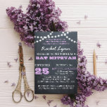 Chalkboard Luces Lilac Bat Mitzvah Invitación<br><div class="desc">Estas invitaciones casuales a la moda son perfectas para cualquier celebración de Bat Mitzvah. Cada línea de texto es totalmente personalizable para decir lo que usted quiere!</div>