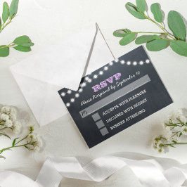 Chalkboard Luces Lilac Bat Mitzvah RSVP Card