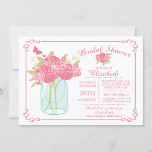 Chalkboard Mason Jar Bridal Shower Invitación