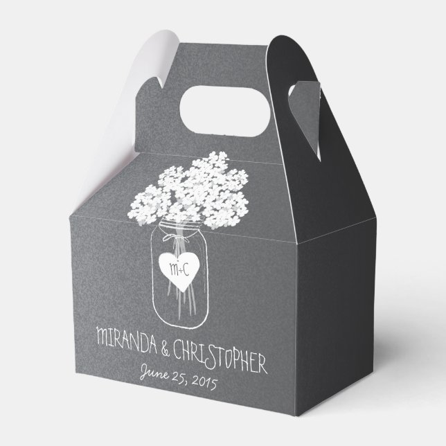 Chalkboard Mason Jar Floral Caja de Favor Personal (Front Side)